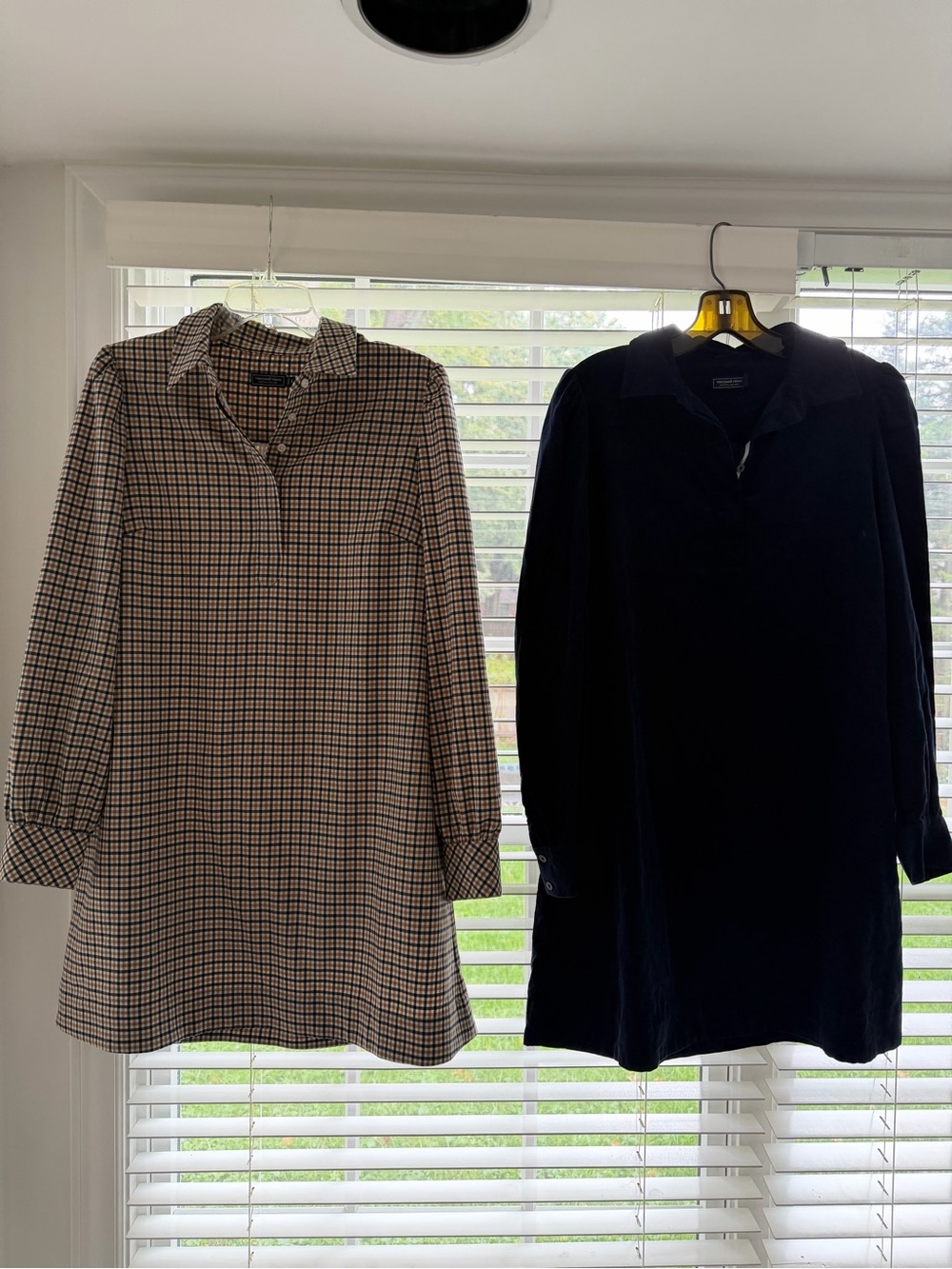 Two Vineyard Vines Fall Long-Sleeve Collared Shift Dresses- Small